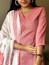 Khadi weaves peach handloom cotton suit sets