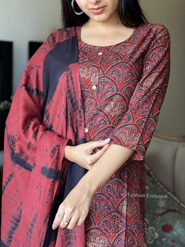 Red bagru cotton suit sets- Buy1 Get 1