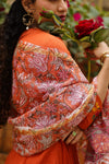 ✨Aarunika Orange Cotton Embroidered Suit Set with Hand Block Doria Dupatta