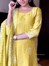 Yellow batik self embroidery suits