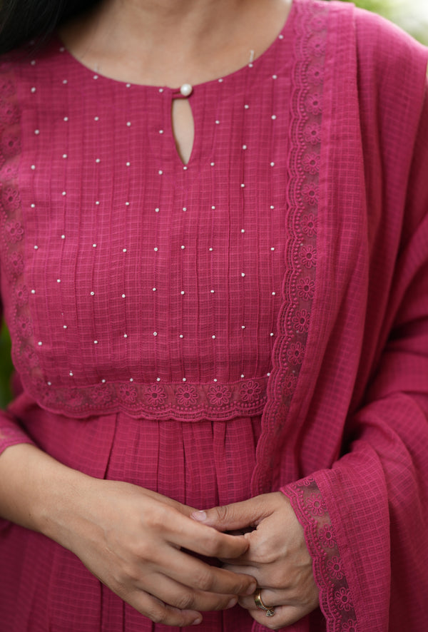 Pankuri Soft Kota doria A line Suit Sets