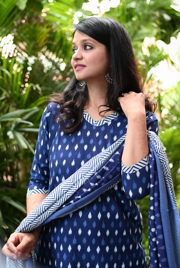 : Indigo Ikat Magic Kurta Set
