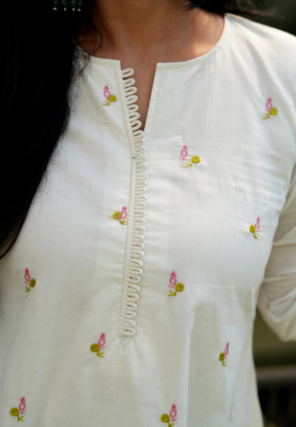 Pure Cotton Embroidery A line suit sets-With Full Mul Lining