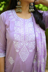 Blush lilac cotton embroidery suit sets