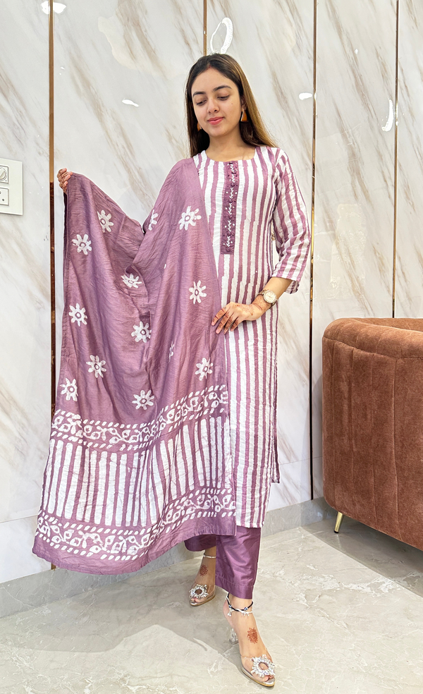 Pink batik silk suits with lining