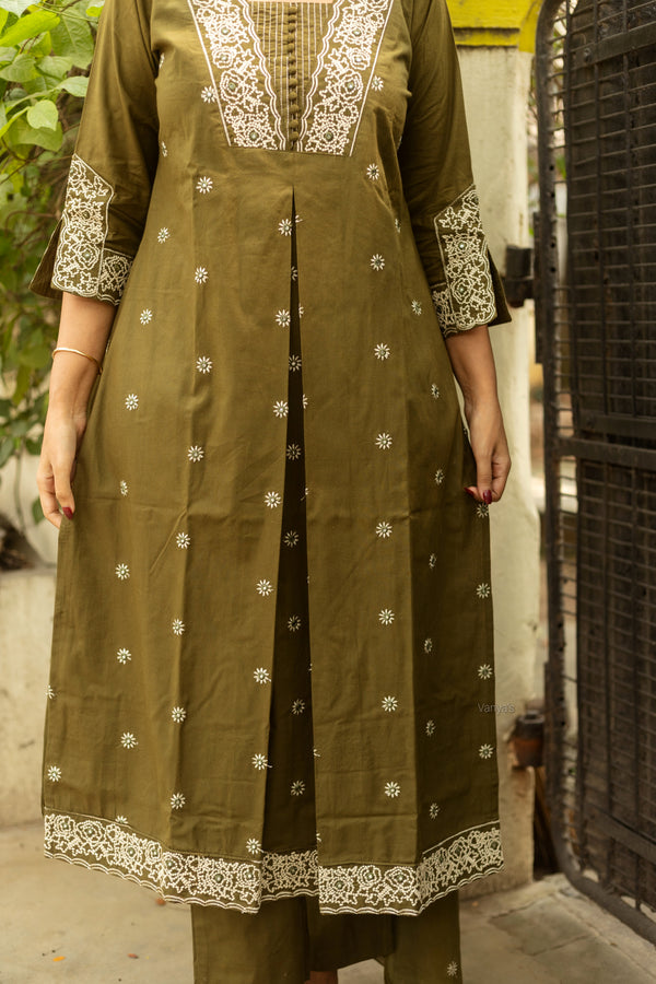 Saanjh Pure Cotton Embroidery Suit Sets- Two colours