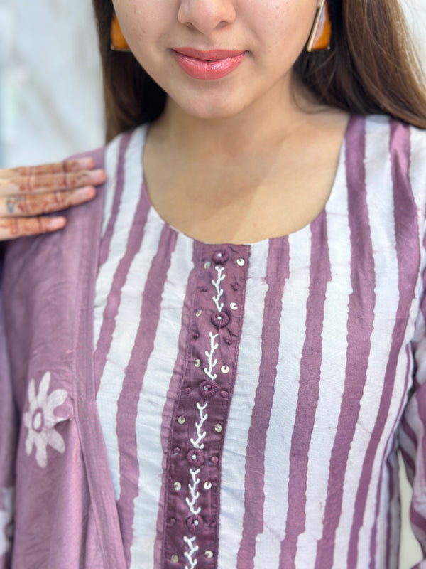 Pink batik silk suits with lining