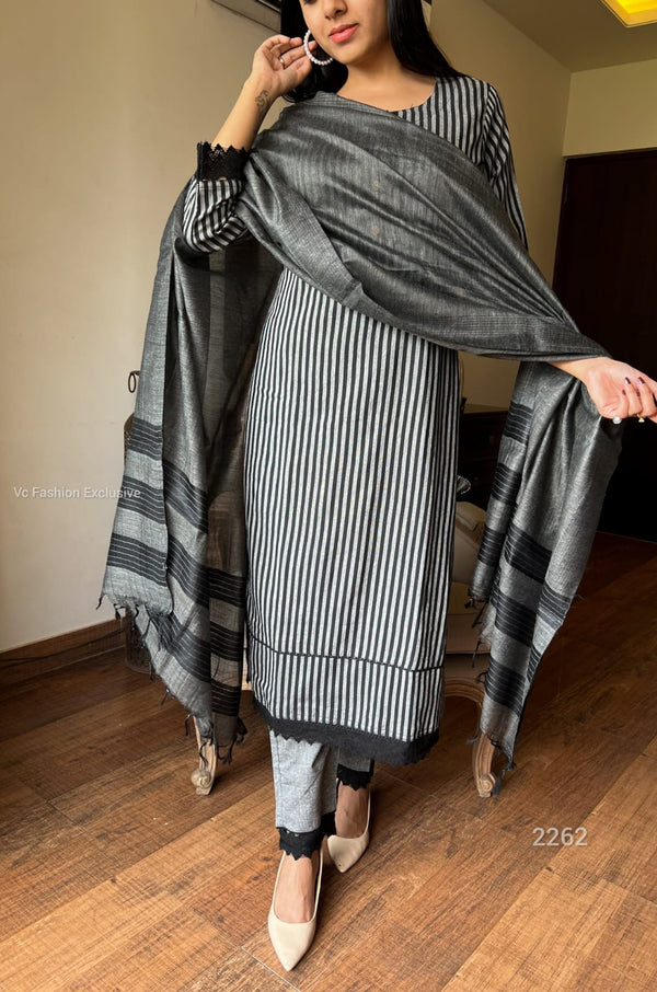 Black handloom cotton suit sets- Buy1Get1 Offer