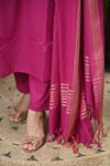 Dharini Chettinad Handloom Cotton Suit sets-Rust
