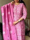 Pink batik suit sets with lining