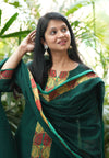 Narayanpeth Rajeshwari Handloom cotton Suit Set-Green