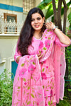 Hand Brush Kota Doria Suit Sets- Pink
