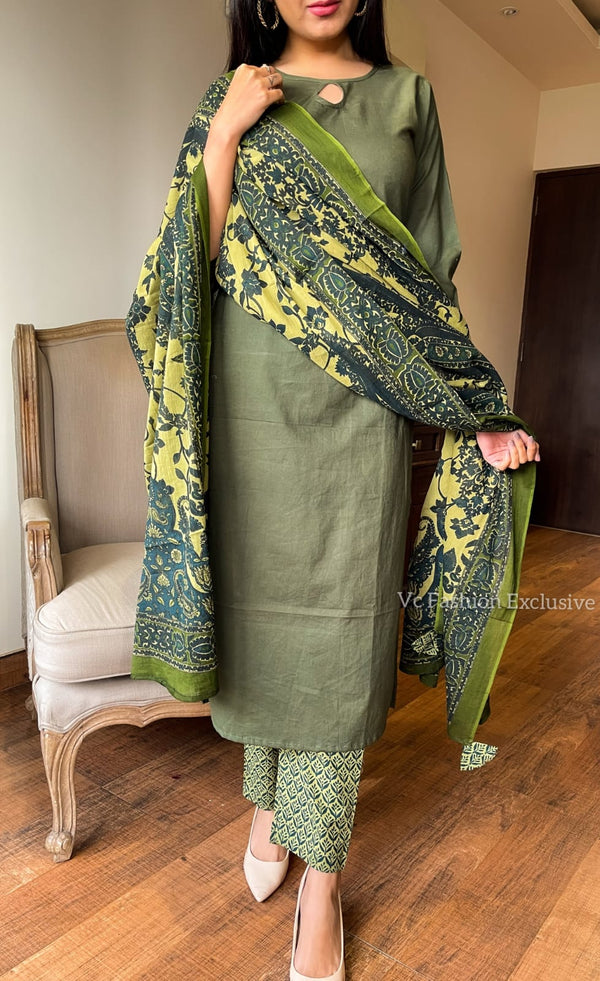 Juniper olive cotton suit sets