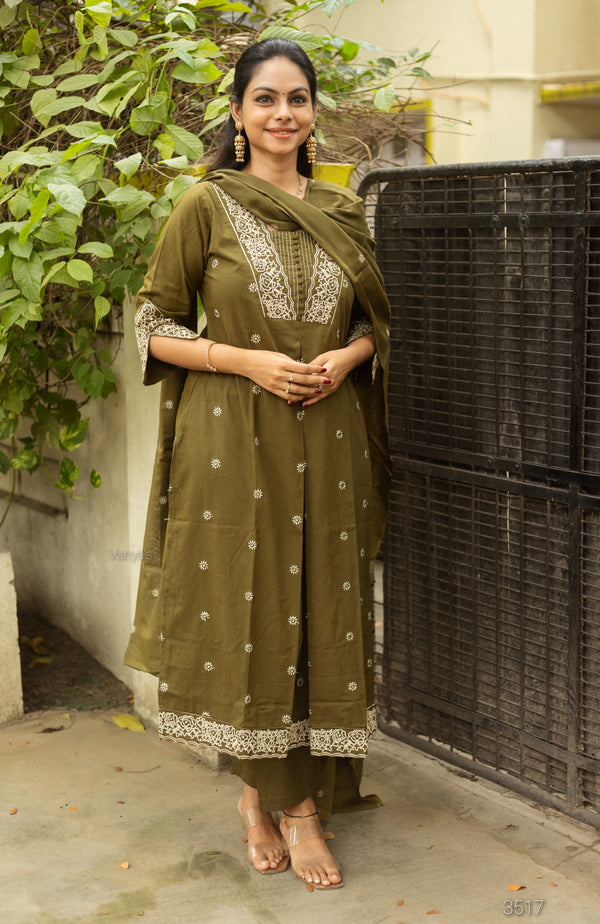 Saanjh Pure Cotton Embroidery Suit Sets- Two colours