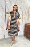 Black cream cotton kurta set-BUY1GET1