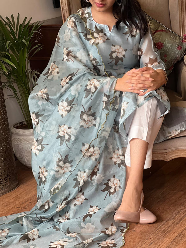 Sea Blue chanderi suit sets