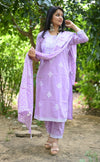 Blush lilac cotton embroidery suit sets