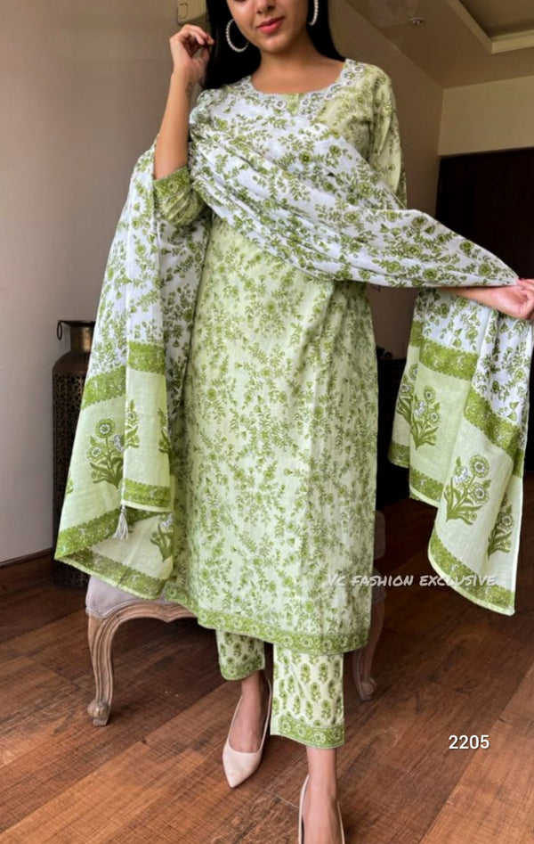 Mint floral cotton suit sets- Buy1Get1 Offer