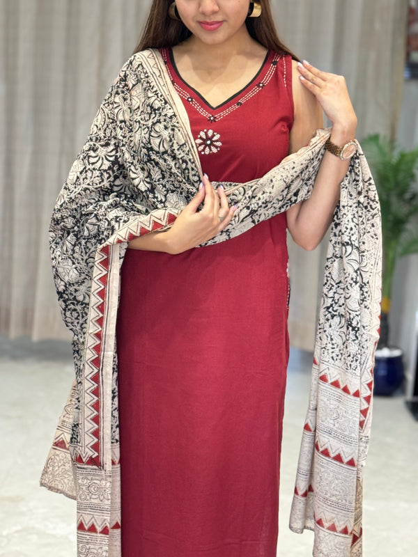 Saurini cotton kalamkari suit sets
