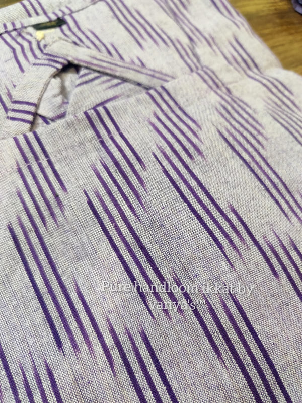 Lavender ikkath handloom breeze cotton suit- Buy1Get1