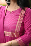 Dharini Chettinad Handloom Cotton Suit sets-Rust