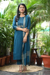 Dharini Chettinad Handloom Cotton Suit sets-Rust