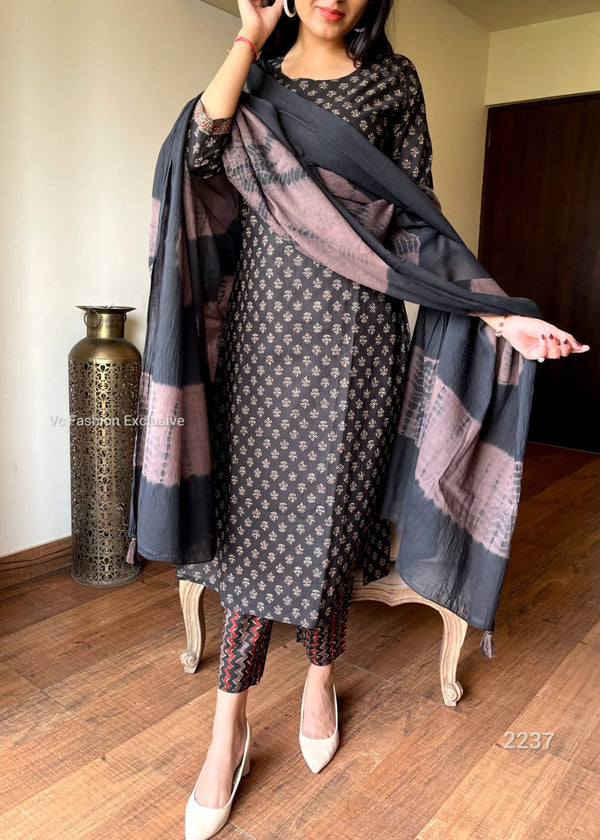 Brown bagru cotton suit sets