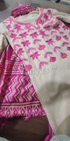 Khadi cotton embroidery suit sets-Buy1Get1 pink