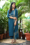 Dharini Chettinad Handloom Cotton Suit sets-Rust