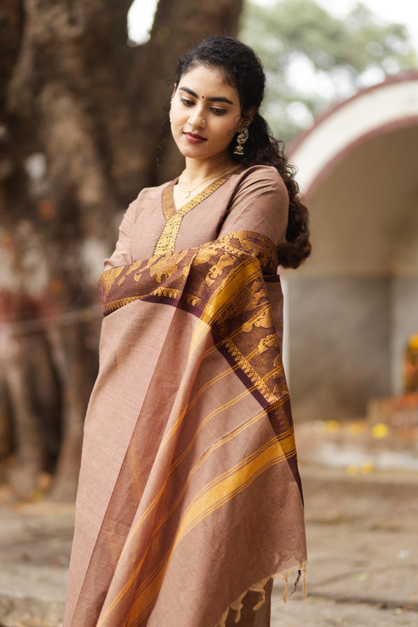 Bhumi Sutra kanchi pattu cotton Suit Set- pure pattu with lining