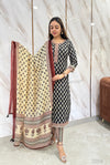 Black cream cotton kurta set-BUY1GET1