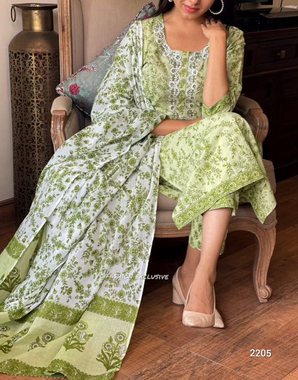 Mint floral cotton suit sets- Buy1Get1 Offer