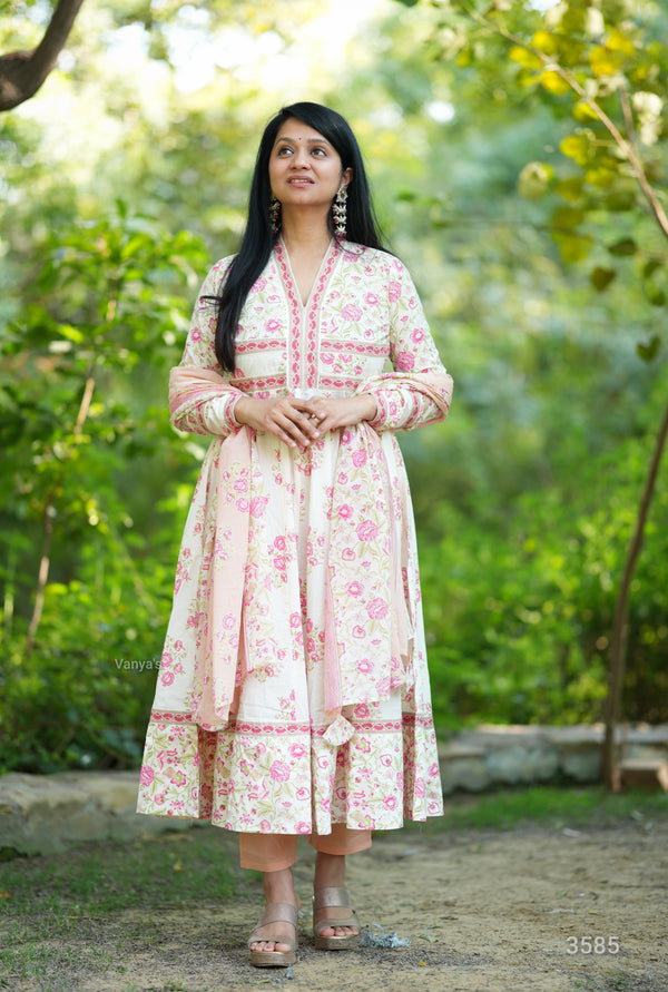 Pakhi Summer Cotton anarkali- attached lining