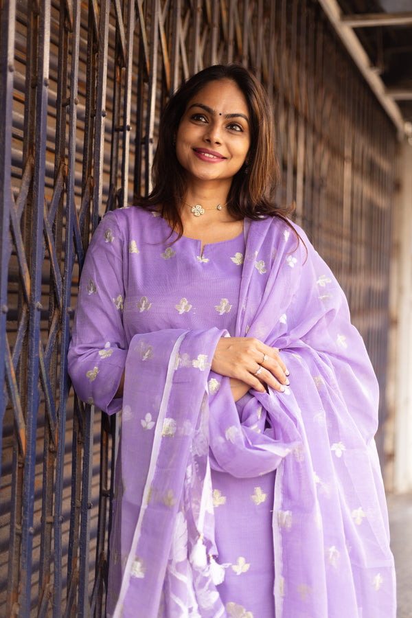 🪻🪻Lavender Woven Grace Bloom Jamdani Charm 🪻🪻