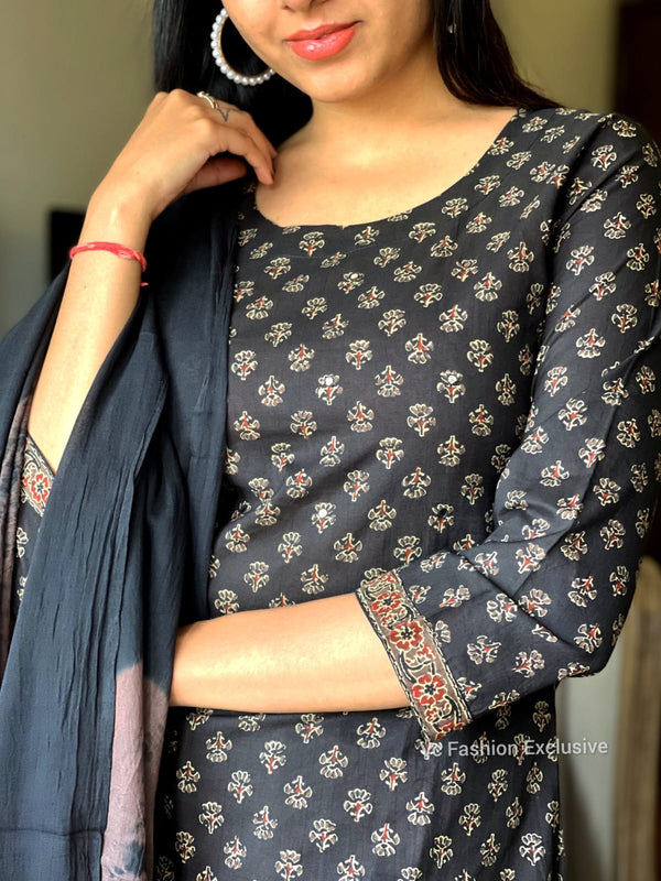 Brown bagru cotton suit sets