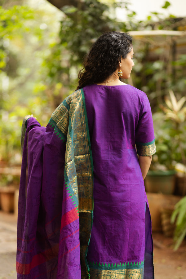 Varsha Sutra kanchi pattu cotton Suit Set- pure pattu with lining