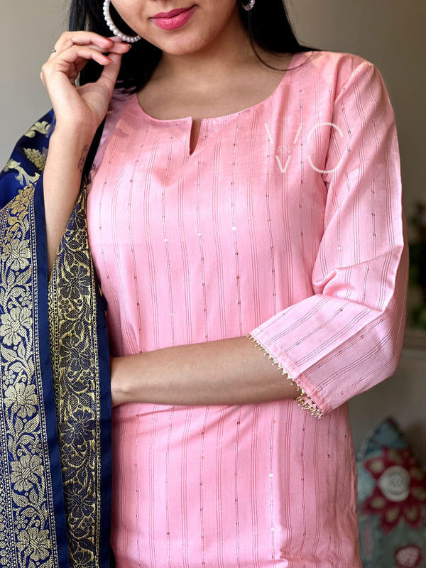 Pink Sequence chanderi suit sets