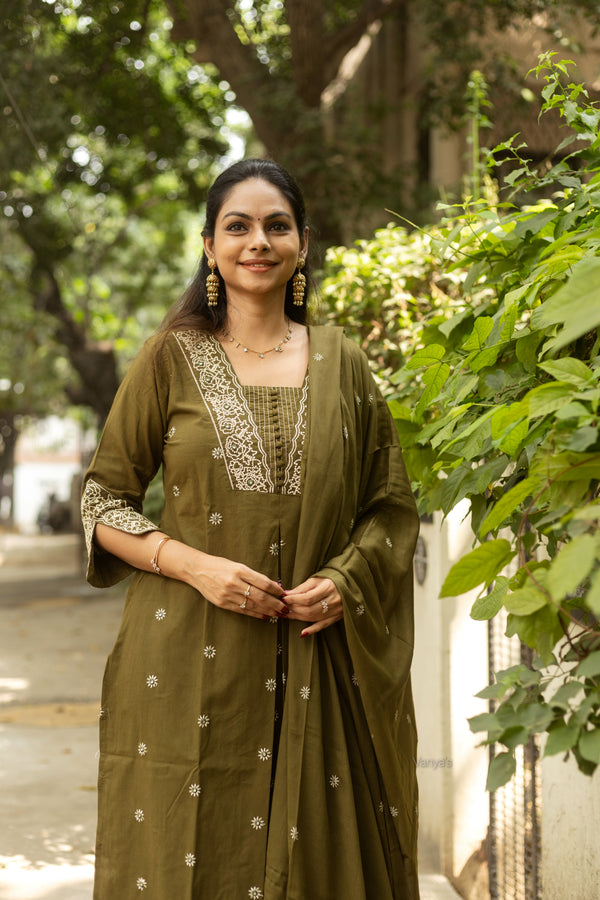 Saanjh Pure Cotton Embroidery Suit Sets- Two colours