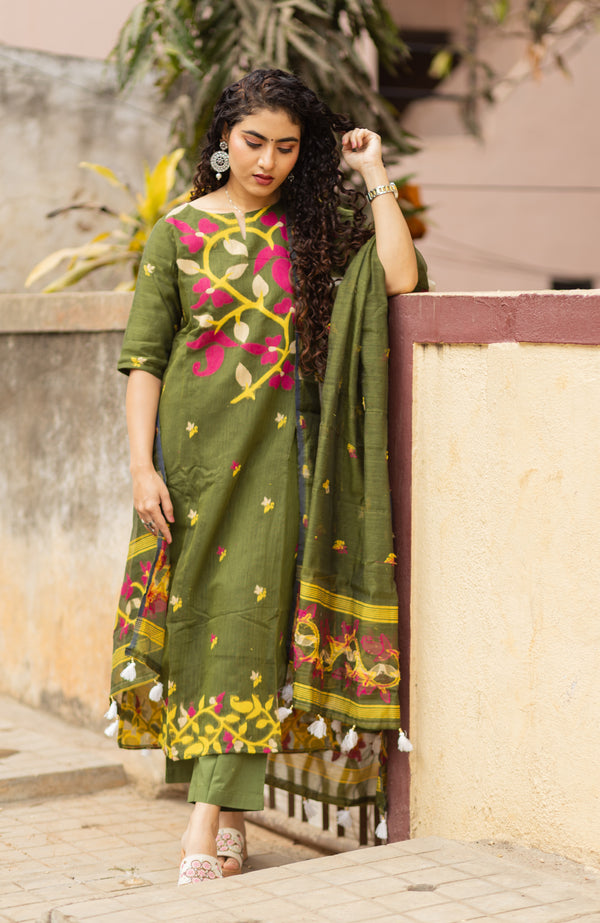Oindrila Cotton Jamdani Suit Set