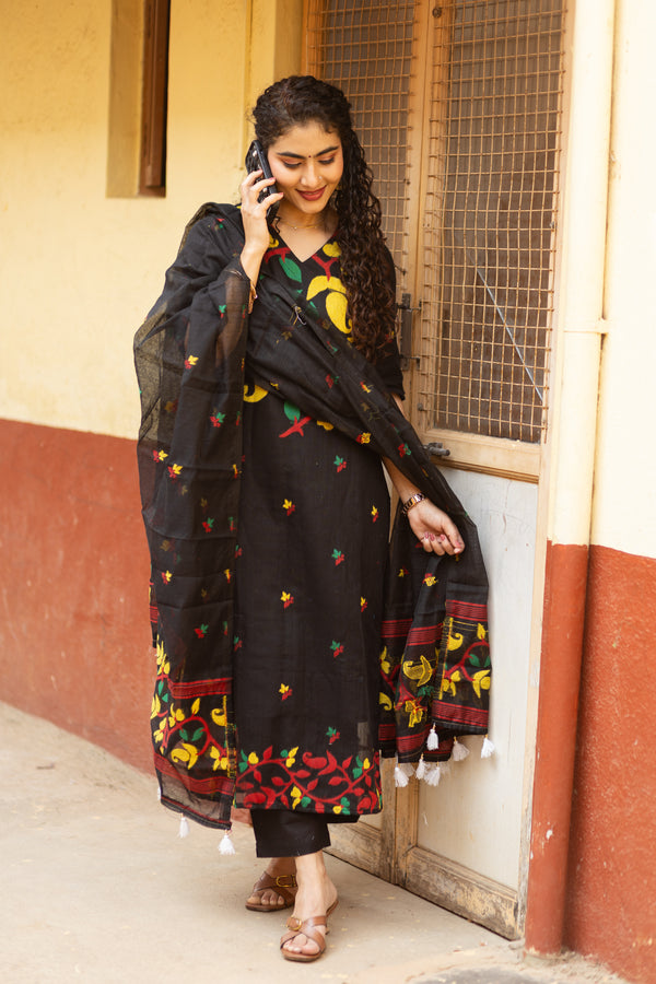 Black Jamdani Cotton Suit Sets