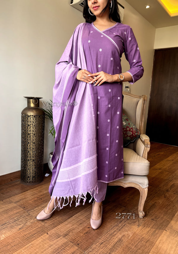 Polka pattu pure south handloom cotton suit sets