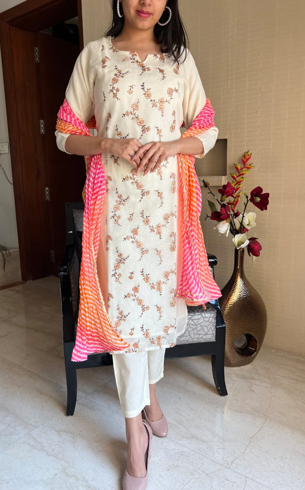 Embroidery Kota doria with crush duppata suit sets