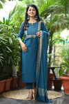 Dharini Chettinad Handloom Cotton Suit sets-Rust