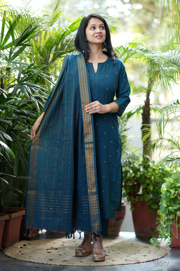 Vanaja Chettinad Handloom zari work Suit sets-Two Colour