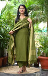 Dharini Chettinad Handloom Cotton Suit sets-Rust