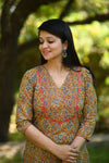 Saavi Ajrak Green Cotton Suit Sets