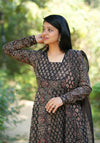 Manjiri Ajrak Cotton Anarkali Suit Sets- Black