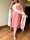 Khadi weaves peach handloom cotton suit sets