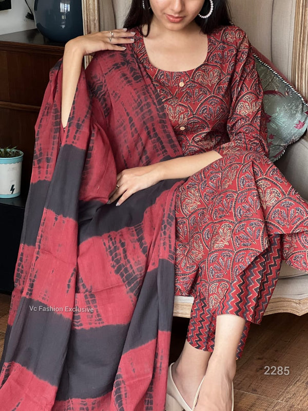 Red bagru cotton suit sets- Buy1 Get 1