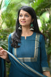 Dharini Chettinad Handloom Cotton Suit sets-Rust